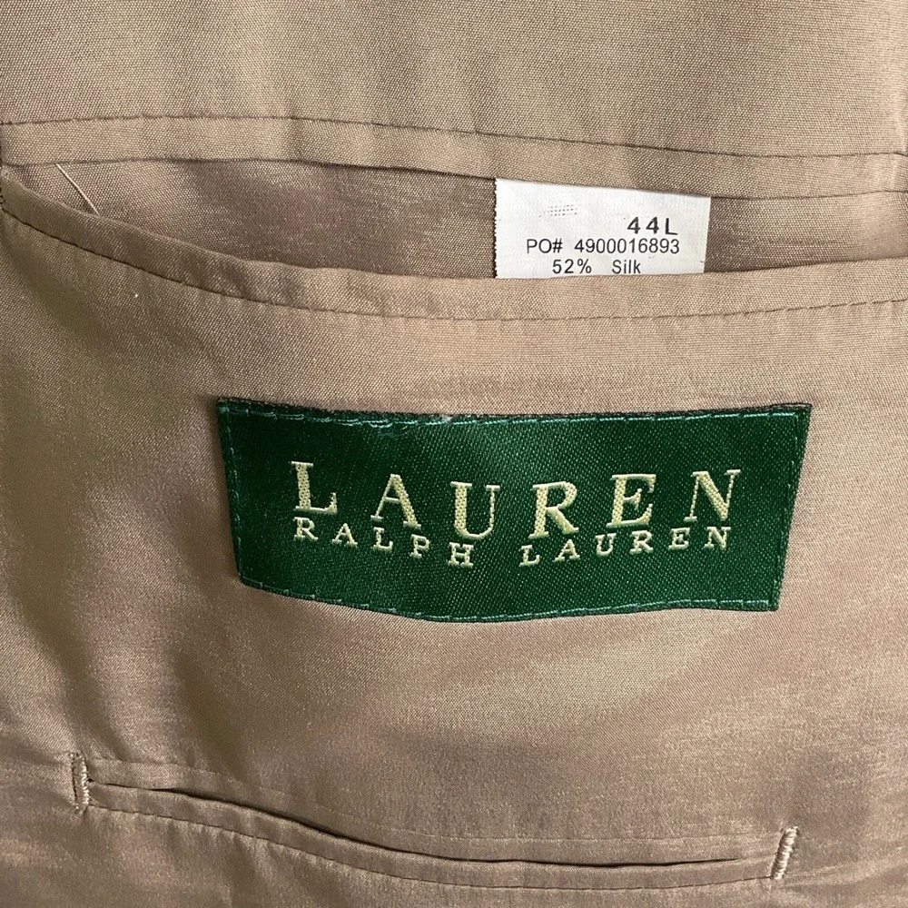 Lauren Ralph Lauren Blazer‎ 44L Brown Blue Glen Plaid Silk Wool Classic Jacket